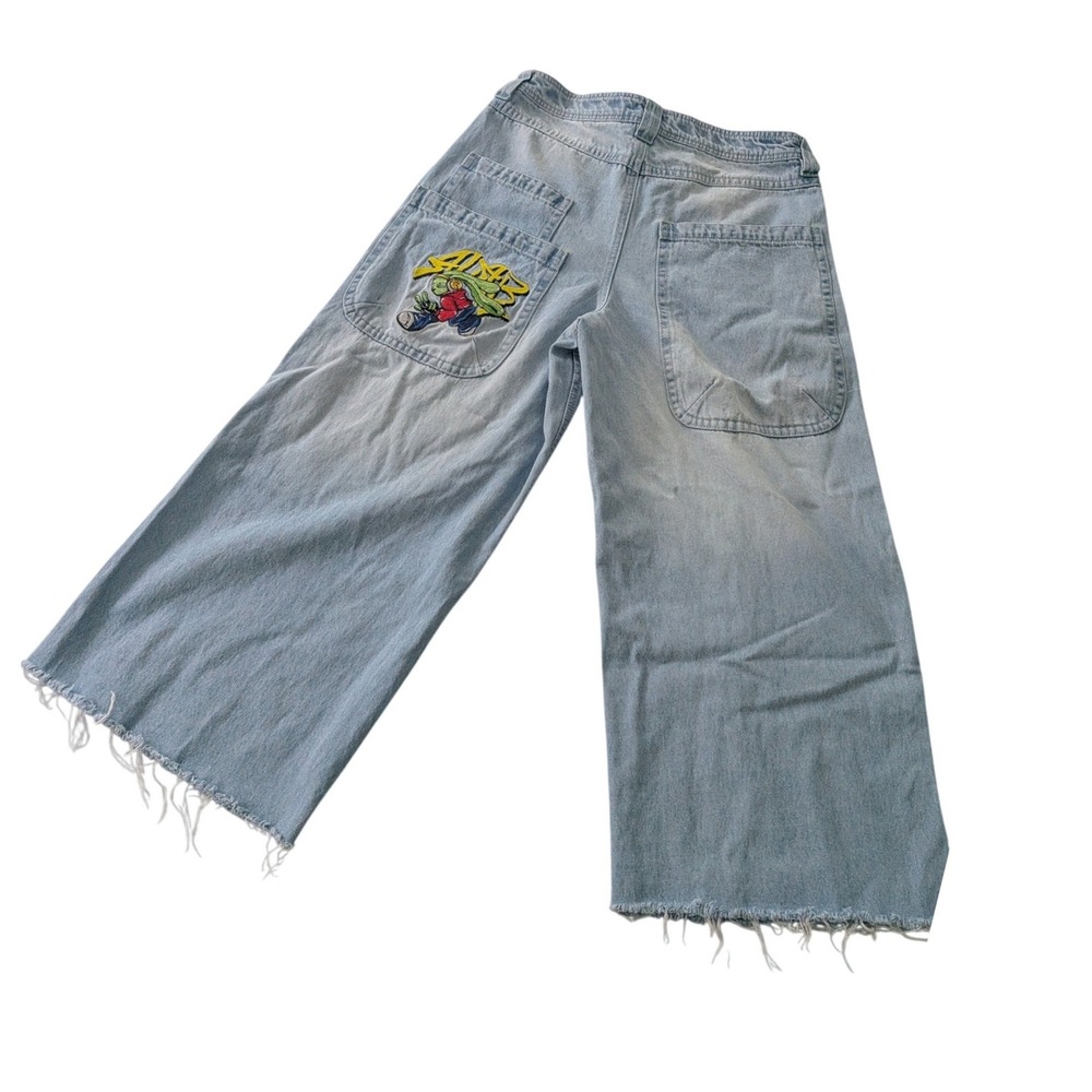 A-Lab Mega Wide Leg Jeans Mens 36 Light Wash Baggy Skater Embroidered Y2K‎